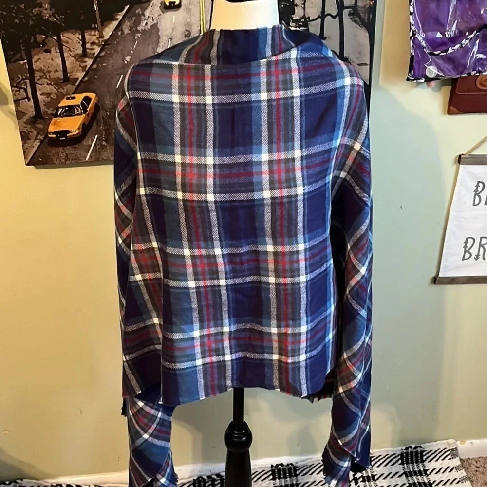 Oversized plaid super soft wrap around blanket scarf
